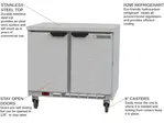 Beverage Air WTF36AHC-FLT 36'' 2 Door Counter Height Worktop Freezer with Side / Rear Breathing Compressor - 8.69 cu. ft.