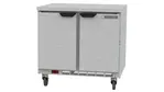 Beverage Air WTF36AHC-FLT 36'' 2 Door Counter Height Worktop Freezer with Side / Rear Breathing Compressor - 8.69 cu. ft.