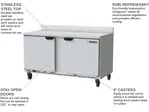 Beverage Air WTF60AHC-FIP 60'' 2 Door Counter Height Worktop Freezer with Side / Rear Breathing Compressor - 14.39 cu. ft.