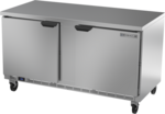 Beverage Air WTF60AHC-FLT 60'' 2 Door Counter Height Worktop Freezer with Side / Rear Breathing Compressor - 14.39 cu. ft.