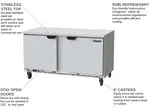 Beverage Air WTF60AHC-FLT 60'' 2 Door Counter Height Worktop Freezer with Side / Rear Breathing Compressor - 14.39 cu. ft.