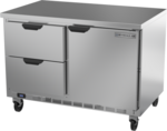 Beverage Air WTFD48AHC-2-FLT 48'' 1 Door 2 Drawer Counter Height Worktop Freezer with Side / Rear Breathing Compressor - 13.9 cu. ft.