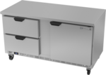 Beverage Air WTFD60AHC-2-FLT 60'' 1 Door 2 Drawer Counter Height Worktop Freezer with Side / Rear Breathing Compressor - 17.1 cu. ft.