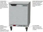 Beverage Air WTR24AHC-FLT 24'' 1 Door Counter Height Worktop Refrigerator with Side / Rear Breathing Compressor - 5.16 cu. ft.