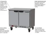 Beverage Air WTR34HC-FLT 34'' 2 Door ADA Height Worktop Refrigerator with Side / Rear Breathing Compressor - 5.5 cu. ft.