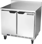 Beverage Air WTR36AHC-FIP 36'' 2 Door Counter Height Worktop Refrigerator with Side / Rear Breathing Compressor - 8.5 cu. ft.