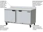 Beverage Air WTR60AHC-FIP 60'' 2 Door Counter Height Worktop Refrigerator with Side / Rear Breathing Compressor - 17.1 cu. ft.