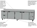 Beverage Air WTRD119AHC-2 119'' 3 Door 2 Drawer Counter Height Worktop Refrigerator with Side / Rear Breathing Compressor - 40.12 cu. ft.