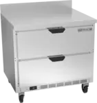 Beverage Air WTRD36AHC-2 36'' 2 Drawer Counter Height Worktop Refrigerator with Side / Rear Breathing Compressor - 8.5 cu. ft.