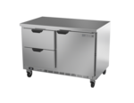 Beverage Air WTRD48AHC-2-FLT 48'' 1 Door 2 Drawer Counter Height Worktop Refrigerator with Side / Rear Breathing Compressor - 13.9 cu. ft.