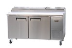 Bison Refrigeration BPT-67 67'' 2 Door Counter Height Refrigerated Pizza Prep Table