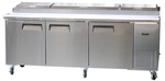 Bison Refrigeration BPT-93 93'' 3 Door Counter Height Refrigerated Pizza Prep Table