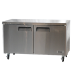 Bison Refrigeration BUF-60 60.25'' 2 Section Undercounter Freezer with 2 Left/Right Hinged Solid Doors and Side / Rear Breathing Compressor