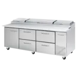 Blue Air BAPP93-D4RM-HC 93.25'' 1 Door 4 Drawer Counter Height Refrigerated Pizza Prep Table