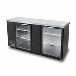 Blue Air BBB69-3BG-HC Black 2 Glass Door Refrigerated Back Bar Storage Cabinet, 115 Volts