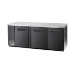 Blue Air BBB90-4B-HC Black 3 Solid Door Refrigerated Back Bar Storage Cabinet, 115 Volts