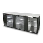 Blue Air BBB90-4BG-HC Black 3 Glass Door Refrigerated Back Bar Storage Cabinet, 115 Volts