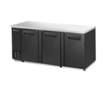 Blue Air BBB90-4S-HC Black 3 Solid Door Refrigerated Back Bar Storage Cabinet, 115 Volts