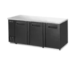 Blue Air BBB90-4S-HC Black 3 Solid Door Refrigerated Back Bar Storage Cabinet, 115 Volts