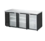 Blue Air BBB90-4SG-HC Black 3 Glass Door Refrigerated Back Bar Storage Cabinet, 115 Volts