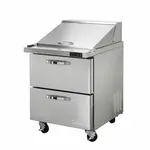 Blue Air BLMT28-D2-HC 27.5'' 2 Drawer Counter Height Mega Top Refrigerated Sandwich / Salad Prep Table