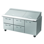 Blue Air BLMT72-D4LM-HC 72.38'' 1 Door 4 Drawer Counter Height Mega Top Refrigerated Sandwich / Salad Prep Table