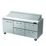 Blue Air BLPT72-D4RM-HC 72.38'' 1 Door 4 Drawer Counter Height Refrigerated Sandwich / Salad Prep Table with Standard Top