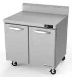 Blue Air BLUF36-WT-HC 36'' 2 Door Counter Height Worktop Freezer with Side / Rear Breathing Compressor - 9.2 cu. ft.