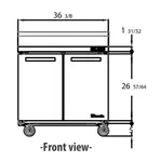 Blue Air BLUF36-WT-HC 36'' 2 Door Counter Height Worktop Freezer with Side / Rear Breathing Compressor - 9.2 cu. ft.