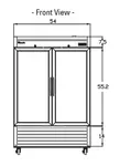 Blue Air BSR49GP-HC 54'' 49 cu. ft. Bottom Mounted 2 Section Glass Door Reach-In Refrigerator
