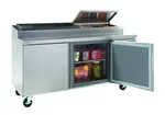 Delfield 18672PTBMP 72'' 2 Door Counter Height Refrigerated Pizza Prep Table