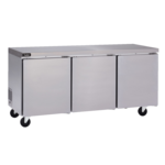 Delfield GUR72P-S 72'' 3 Section Undercounter Refrigerator with 3 Left/Right Hinged Solid Doors and Side / Rear Breathing Compressor