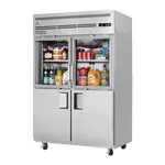 Everest Refrigeration EGSH4 49.63'' 48 cu. ft. Top Mounted 2 Section Glass/Solid Half Door Reach-In Refrigerator