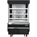 Everest Refrigeration EOMV-36-B-28-S 37.25'' Black Vertical Air Curtain Open Display Merchandiser with 3 Shelves