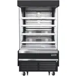 Everest Refrigeration EOMV-36-B-35-T 37.25'' Black Vertical Air Curtain Open Display Merchandiser with 4 Shelves