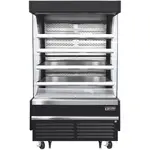 Everest Refrigeration EOMV-48-B-28-T 48.00'' Black Vertical Air Curtain Open Display Merchandiser with 4 Shelves