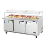 Everest Refrigeration EOTP3 71.13'' 3 Door Counter Height Mega Top Refrigerated Sandwich / Salad Prep Table