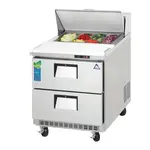 Everest Refrigeration EPBNR1-D2 27.75'' 2 Drawer Counter Height Refrigerated Sandwich / Salad Prep Table with Standard Top