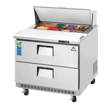 Everest Refrigeration EPBNSR2-D2 35.63'' 2 Drawer Counter Height Refrigerated Sandwich / Salad Prep Table with Standard Top