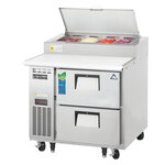 Everest Refrigeration EPPR1-D2 35.63'' 2 Drawer Counter Height Refrigerated Pizza Prep Table