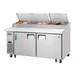 Everest Refrigeration EPPR2 71'' 2 Door Counter Height Refrigerated Pizza Prep Table