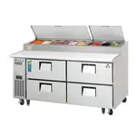 Everest Refrigeration EPPR2-D4 71'' 4 Drawer Counter Height Refrigerated Pizza Prep Table
