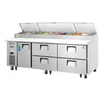 Everest Refrigeration EPPR3-D4 93.13'' 1 Door 4 Drawer Counter Height Refrigerated Pizza Prep Table