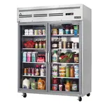 Everest Refrigeration ESGWR2 59'' 55 cu. ft. Top Mounted 2 Section Glass Door Reach-In Refrigerator