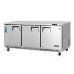 Everest Refrigeration ETBR3 71.13'' 3 Section Undercounter Refrigerator with 3 Left/Right Hinged Solid Doors and Side / Rear Breathing Compressor