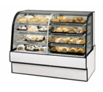 Federal Industries CGR5948DZ Curved Glass Vertical Dual Zone Bakery Case Refrigerated Left Non-Refrigerated Right