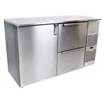 Glastender C1FB60 Silver 1 Solid Door Refrigerated Back Bar Storage Cabinet, 120 Volts