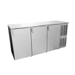 Glastender C1FB72 Silver 1 Solid Door Refrigerated Back Bar Storage Cabinet, 120 Volts