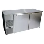 Glastender C1FL72 Silver 2 Solid Door Refrigerated Back Bar Storage Cabinet, 220 Volts