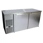Glastender C1FL92 Silver 2 Solid Door Refrigerated Back Bar Storage Cabinet, 220 Volts